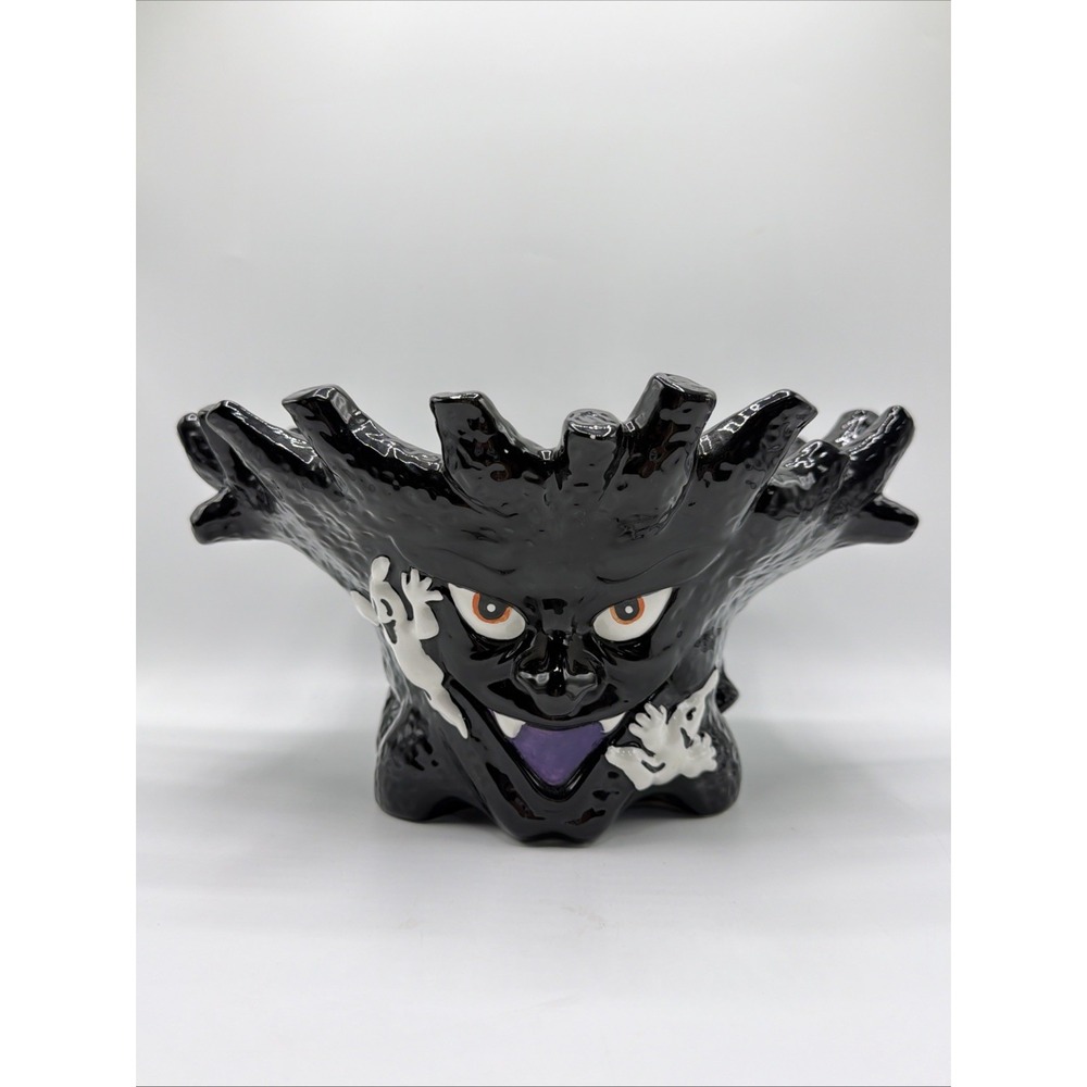 Vintage Halloween Black Haunted Tree Candy Dish Bowl. Ghosts Scary 12"X7"X6"